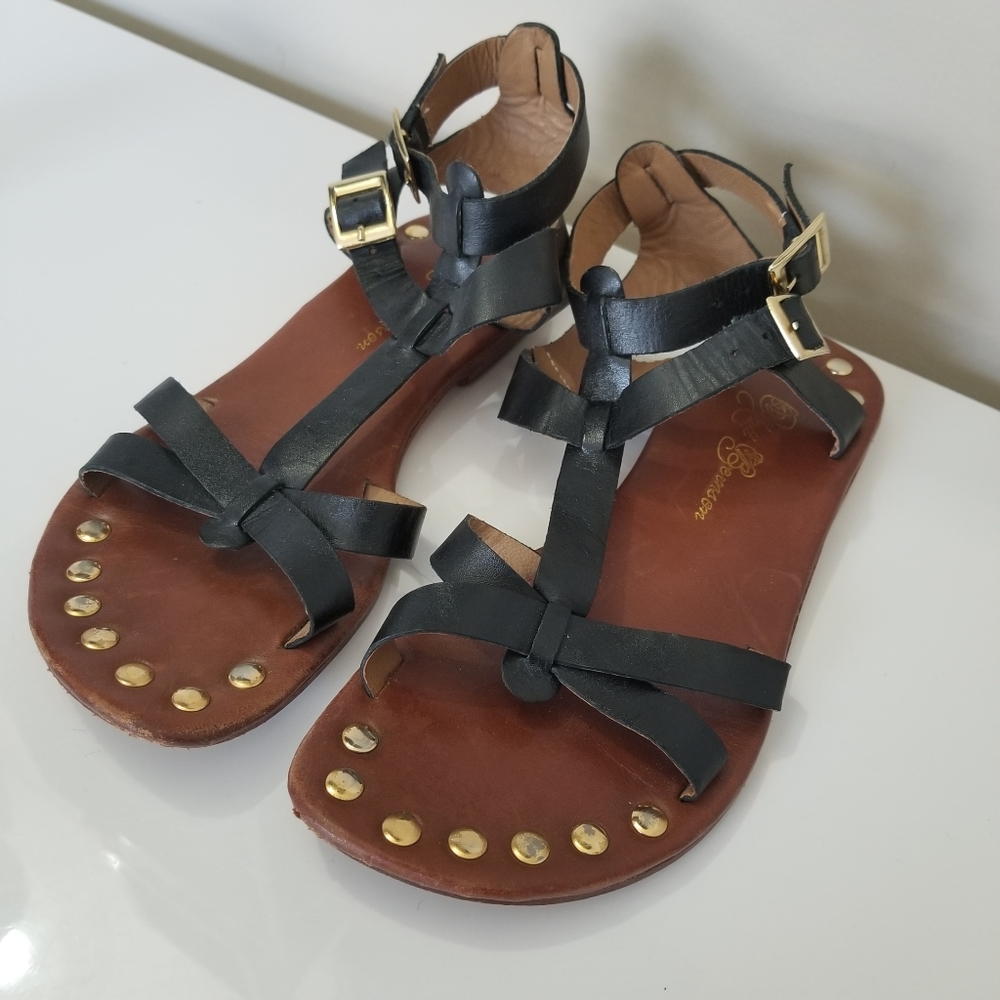 Matt Bernson Black Leather Studded Boho Sandals
